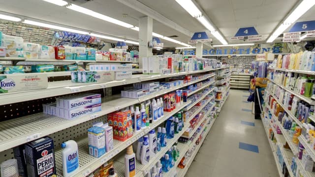 shelves stocked with health products at Harrico Galler